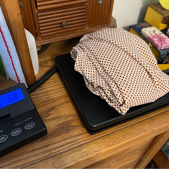 Adrianna Papell Micro dot Blouse Top ruffles smocked No Size Tag (Approx Large) - Picture 9 of 9